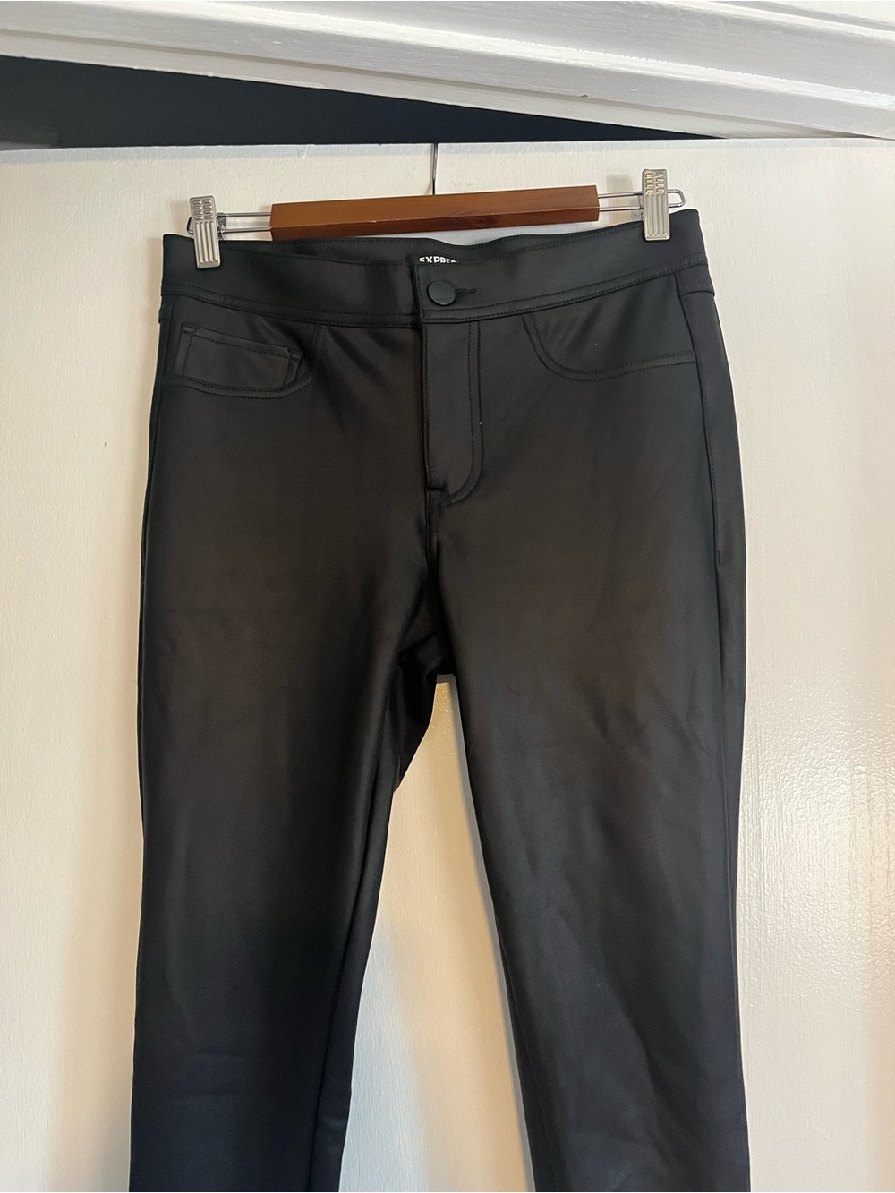 Express Women’s Black Skinny Faux Leather Jeans